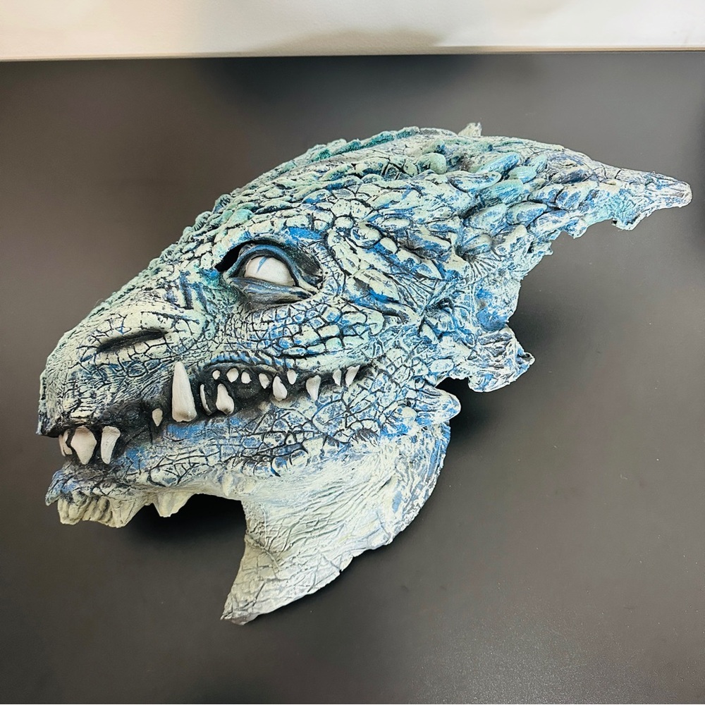 WINTER ARCTIC DRAGON COSTUME FANTASY SERPENTINE COSPLAY MASK Game of Thrones Blu - Picture 5 of 9